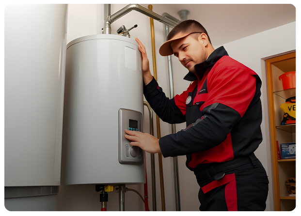 Técnico instalando aquecedor